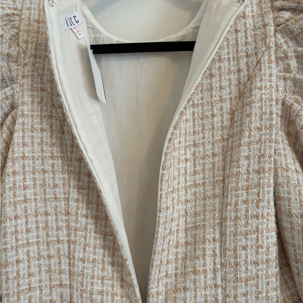 TCEC Black and White Tweed Puff-Sleeve Jumpsuit - Picture 8 of 12